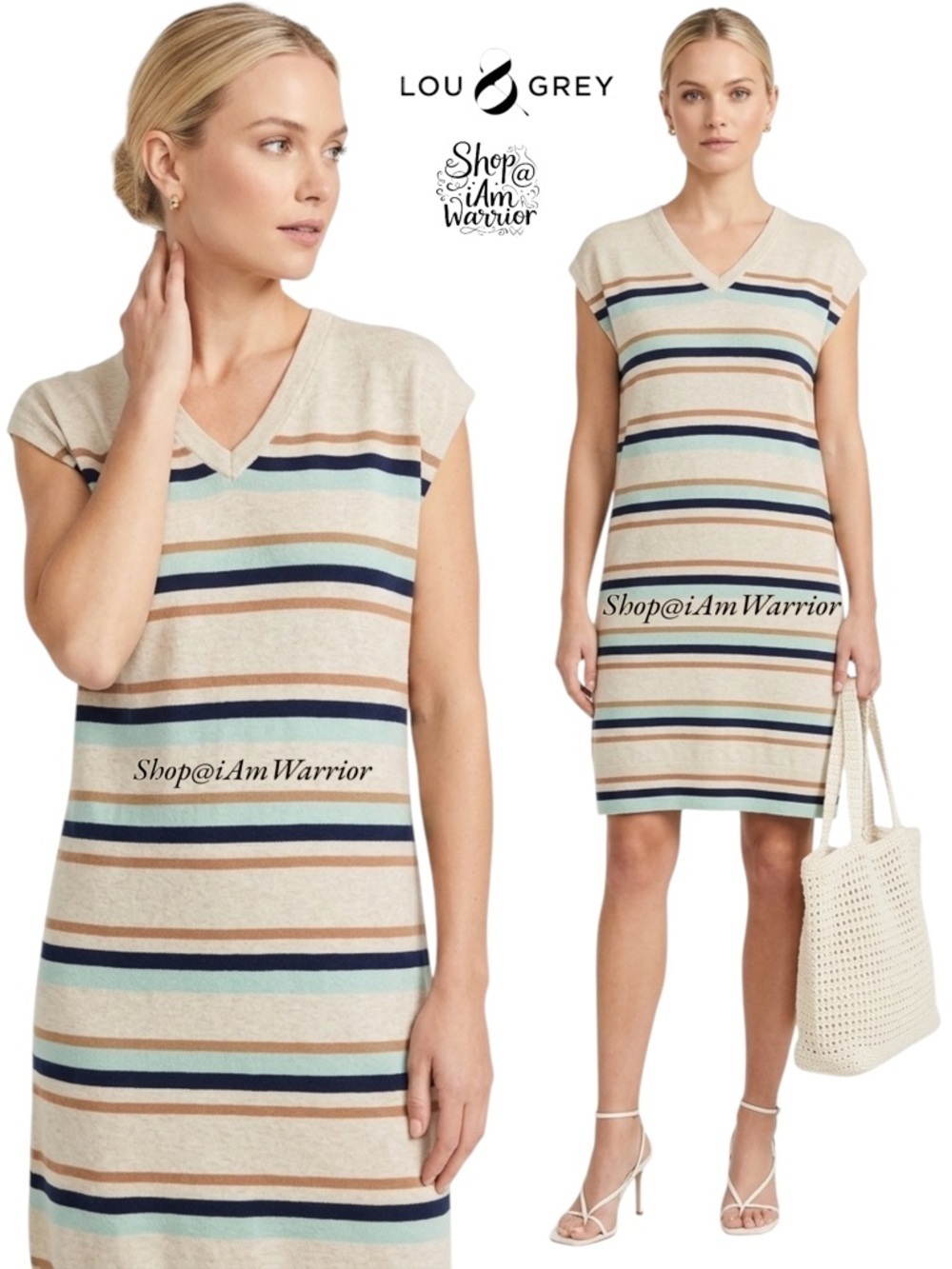 Loft Lou & Grey striped cap sleeve sweater mini dress *shop@iamwarrior